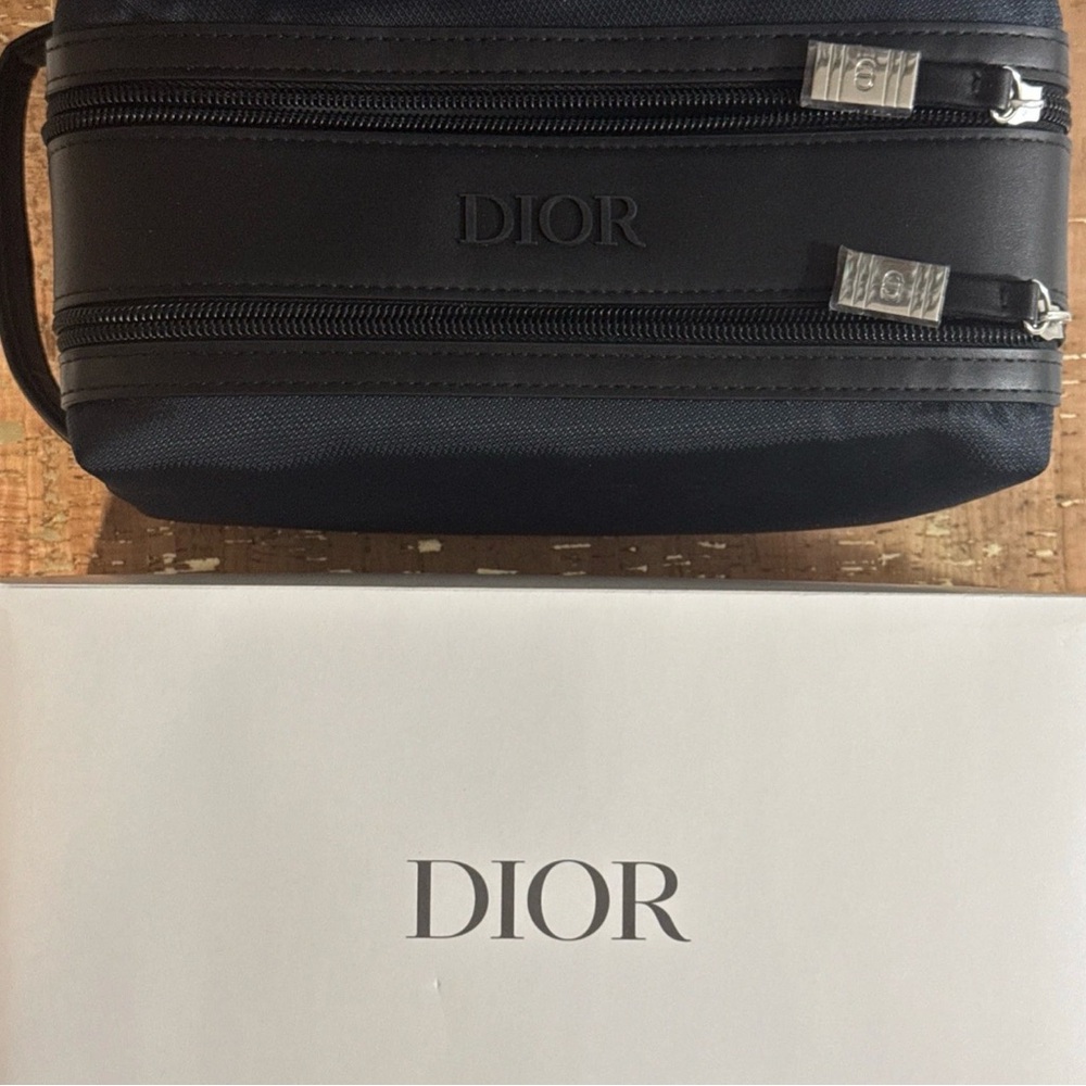 DIOR MEN’S BLUE BLACK TROUSSE POUCH TOILETRY CASE ORGANIZER BAG NEW IN BOX